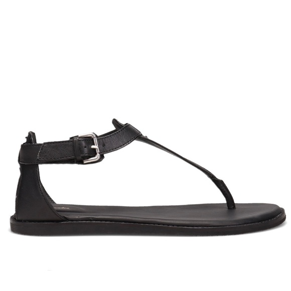 NIB Clarks Karsea Post Black Leather Flat T Strap Toe Post Thong Sandal 8M - Picture 2 of 12